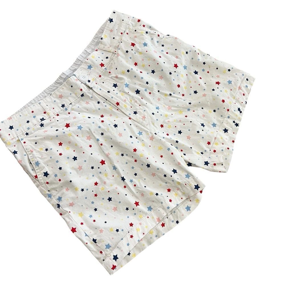 Caribbean Joe White Multicolored Star Print Shorts Size 12